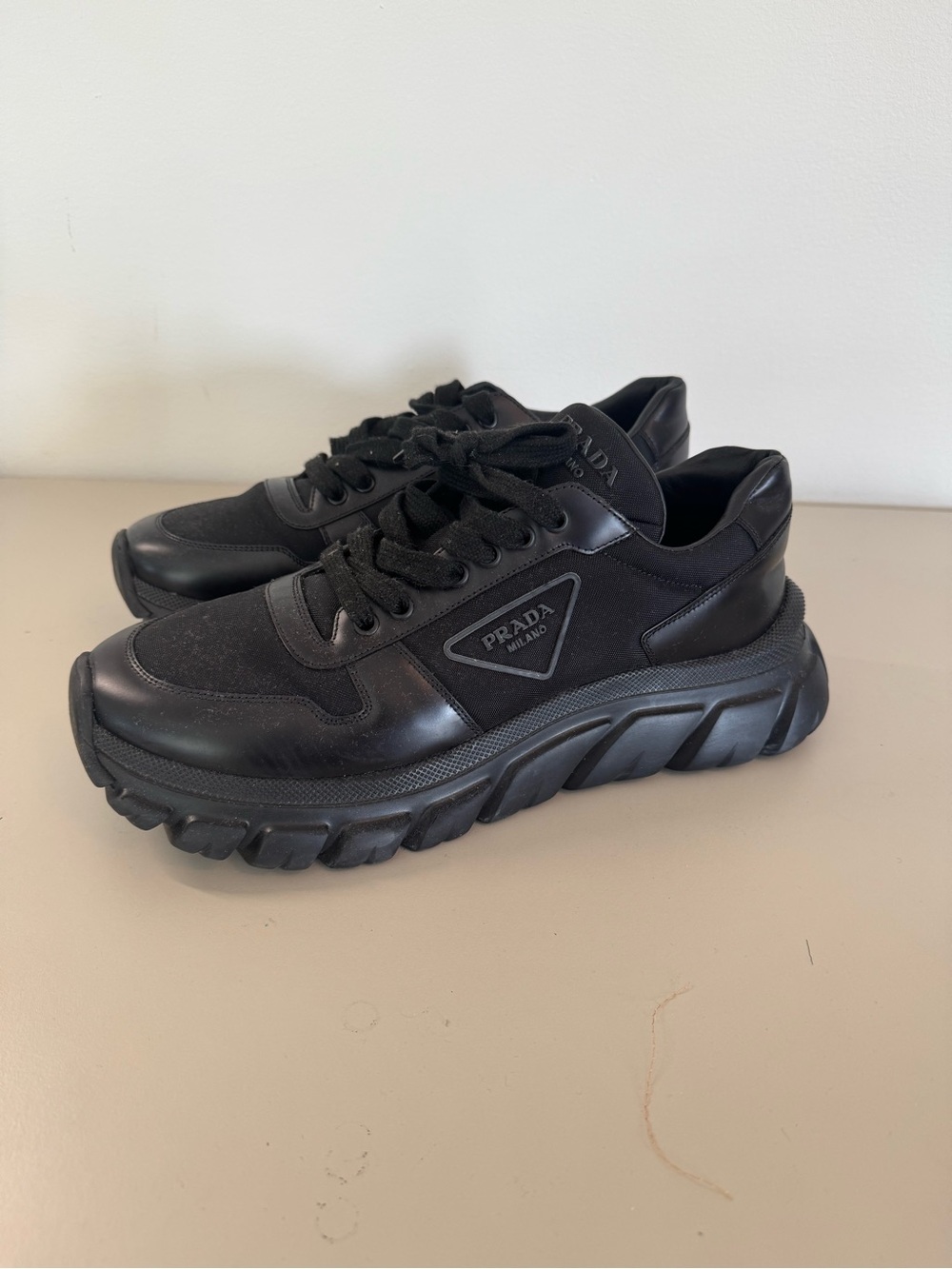 Authentic Prada Prax 01 Re-Nylon  Men’s Chunky black Sneakers - Like New